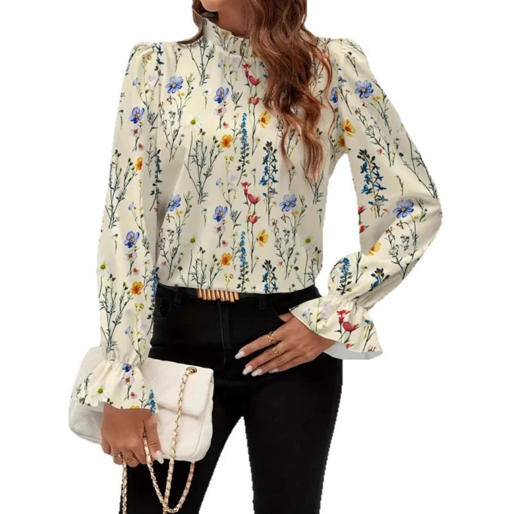 ZARA Pinduoduo Floral Print Long Sleeve Shirt